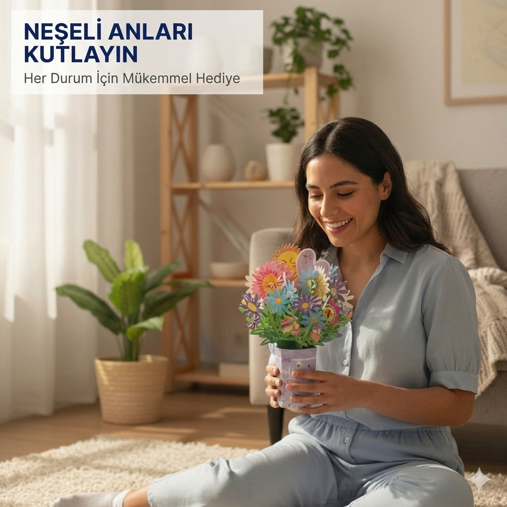 3D Açılır Çiçek Buketi
